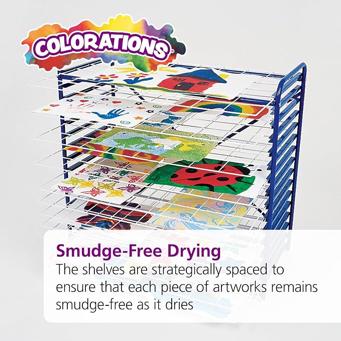 Colorations Art Drying Rack, Classroom Art Supplies, Tabletop or Wall Mount, School Art Drying Racks, Painting Stand, Studios, Homes, or Classrooms, Metal Shelves to Dry Paintings, 26" x 18" x 26" | Tabletop or Wall Mount, Metal Shelves for Paintings, ...