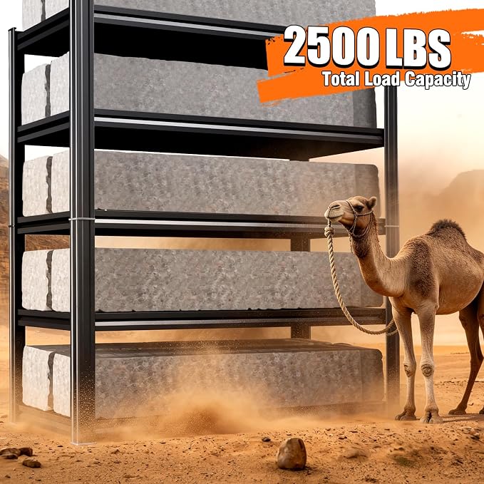 Garage Shelving-2050 lbs 5 Tier Storage Shelves,Adjustable Heavy Duty Metal Shelving Unit and Storage Large Rack,Utility Steel Shelf for Warehouse Industrial Pantry Basement Organizers 71"x46"x20"