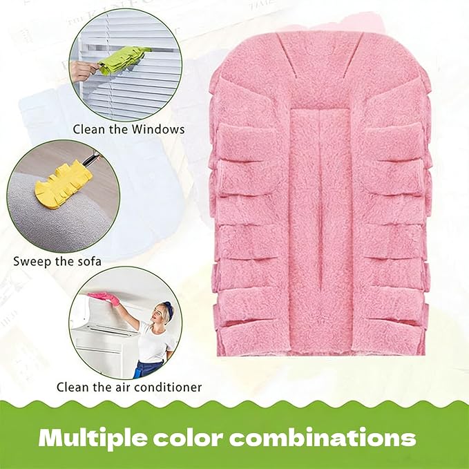 7-Pack Reusable Duster Refills, Washable Microfiber Chenille Duster Pads, Compatible with Swiffer Dusters, for Cleaning Homes, Blinds, Cars, Pet Areas, Furniture, and Fans (Handle Included)