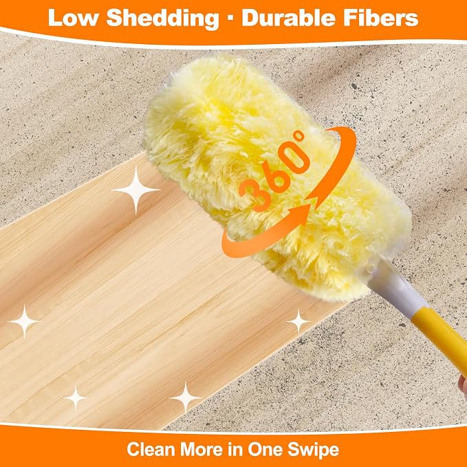 50 Count Heavy Duty Duster Refills Compatible with Swiffer Dusters | 360° All-Around Unscented Disposable Microfibre Dusters, Multisurface Indoor Cleaning for Fans, Blinds, Corners, Refills Only
