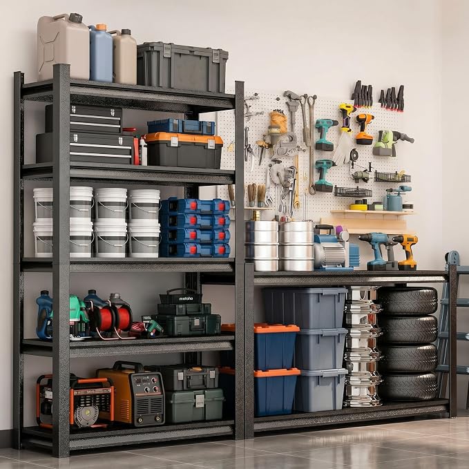 Garage Shelving, Heavy Duty Adjustable Boltless Metal Storage Shelving Units