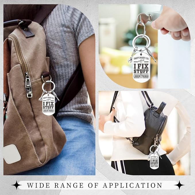 Dad Keychain Gifts for Men - Fix Stuff and I Know Things Keychain, Cool Fathers Day Birthday Christmas Gift Ideas for Dad Husband Grandpa, Gift for Man Mechanic Handyman Engineers