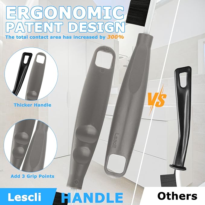 2026 NEW Ergonomic Anti-Slip Handle Grout Brush, 4Pcs Crevice Cleaning Brush, Hard Bristle Multi-Purpose Cleaning Tools, Small Cleaning Brush for Household Use Kitchen Bathroom, Right Hand