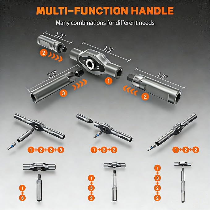 2026 New 24 in 1 Magnetic Ratchet Screwdriver Set, DIY Screwdriver Set with Detachable Handle, Portable Compact Repair Tool Kit for Furniture Laptop Electronicsv Bicycle
