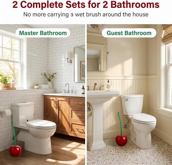 Toilet Bowl Brush with Holder Set: 360°Under Rim Toilet Scrubber 2pcs for Daily Home Cleaning-removes 99% of Stains in 30 Seconds with Zero Residue