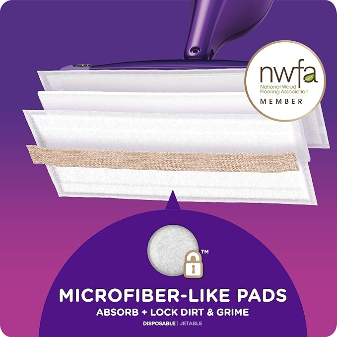 Swiffer WetJet Mops for Floor Cleaning, Hardwood Floor Cleaner Spray Mop Pad Refill, 20 Count