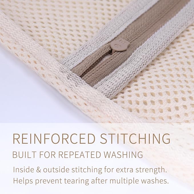 Muchfun Soft Cotton Mesh Laundry Bags for Delicates 1Large, 1Medium, 1Small