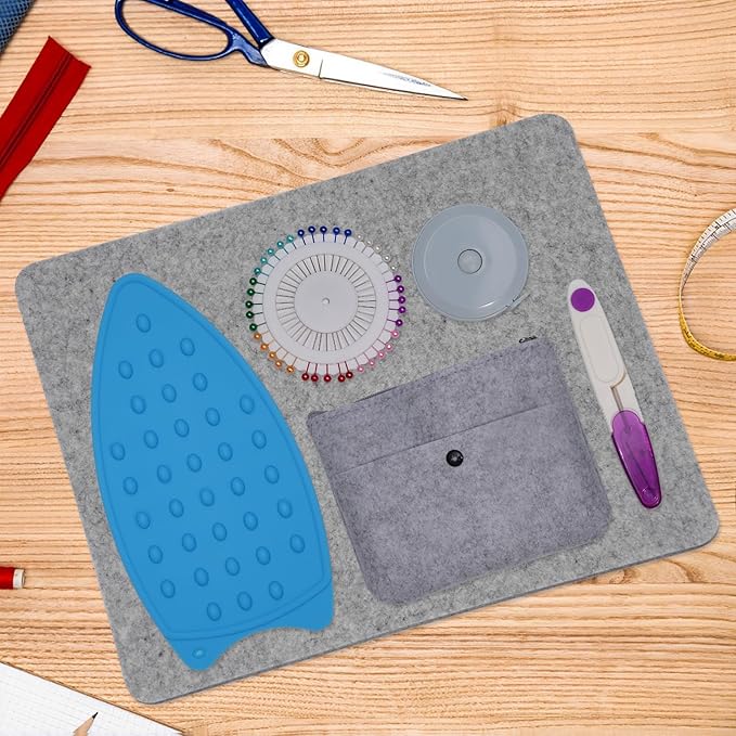 Wool Pressing Mat for Quilting17" x 13.5" Felt Ironing Pad 3/8" Thick,100% New Zealand Wool for Ironing, Sewing,Cutting on Ironing Board,Tabletop,Dryer,Countertop