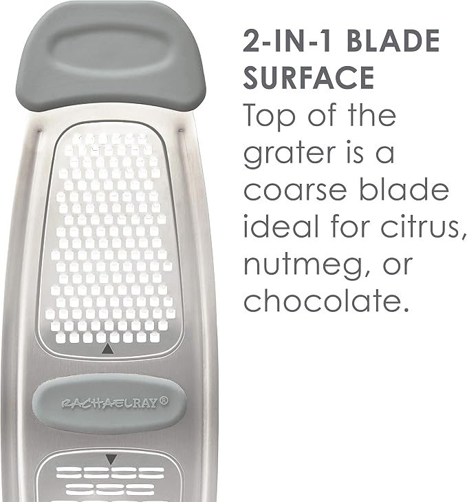 Rachael Ray Tools and Gadgets Stainless Steel Multi Grater for Cheese, Ginger, Garlic, and more, Gray
