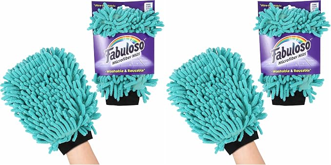 Fabuloso Microfiber Cleaning Mitt, Teal, One Size Fits All | Lint-Free, Scratch-Free Dustless Hand Cloth for Bold and Bright Cleaning Experience
