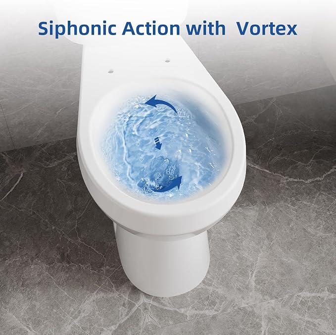 Two-Piece Round Toilet, 21" ADA Comfort Height with Powerful 1.1/1.6 GPF Dual Flush, 12" Rough-In, White Bathroom Toilet for Senior Accessibility