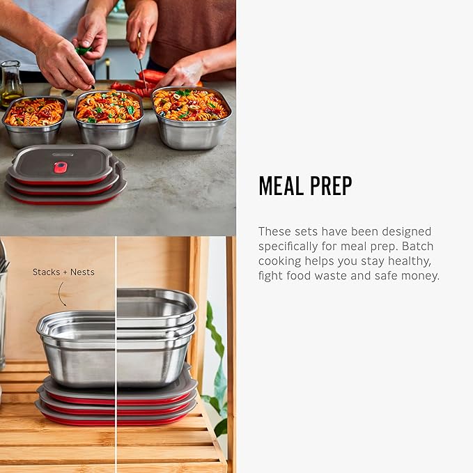 BLACK + BLUM Lunch Box - Meal Prep Containers Reusable for Picnic & Camping - Microwavable Stainless Steel Lunch & Dinner Food Storage Box with Leak Proof Lid - Dishwasher & Oven Safe - Small - 600ml
