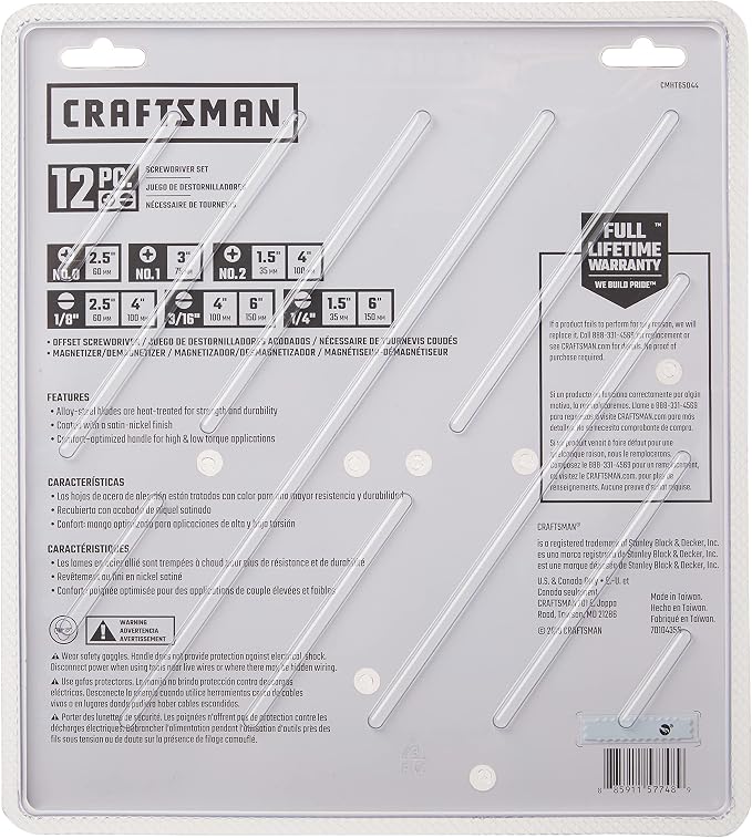 CRAFTSMAN Screwdriver Set, Assorted, 12Piece (CMHT65044) (Pack of 4)