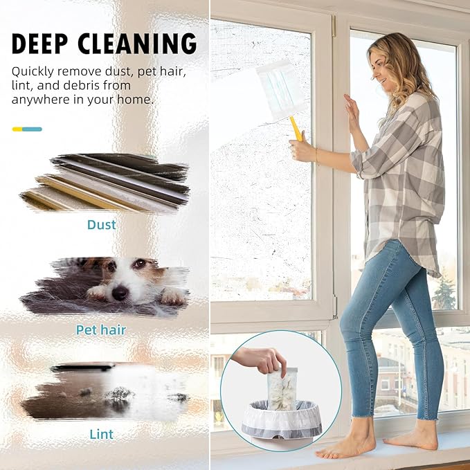 30 Count Duster Refills Compatible with Dusters 180° Handle Dusters | 180° Heavy Duty Multi-Surface Duster Replacement with 1 Standard Handle, Unscented