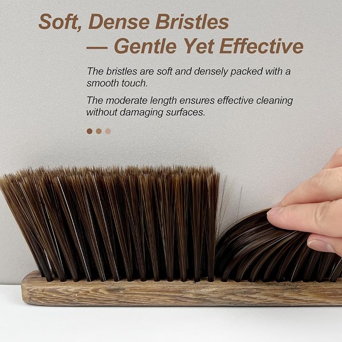 Wood Dusting Brush, Handheld Soft Bristle Cleaning Broom for Furniture, Car, Couch, Bed, Clothes, and More