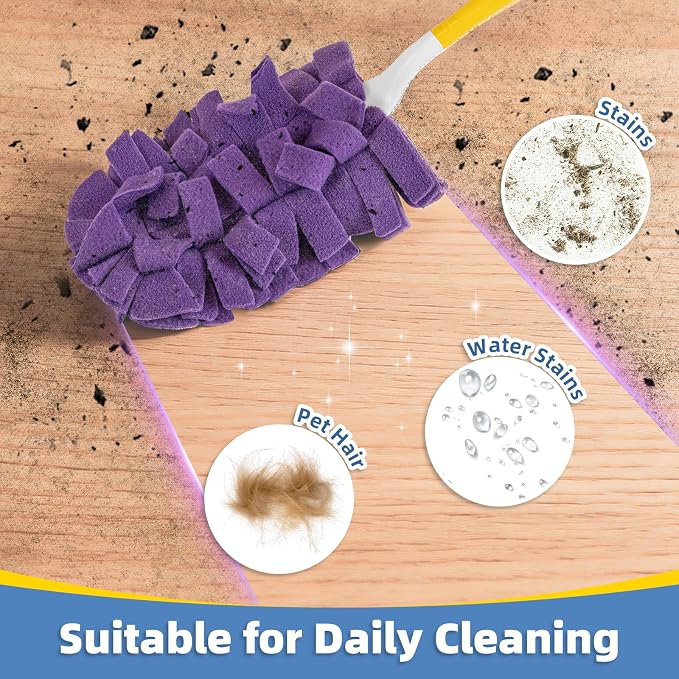 Reusable Duster Refills, Washable Duster for Swiffer (12 PCS) | Include 1 Handle & Laundry Bag, Microfiber Dusting Cloths for Cleaning Fan, Floor, Blind, Windows