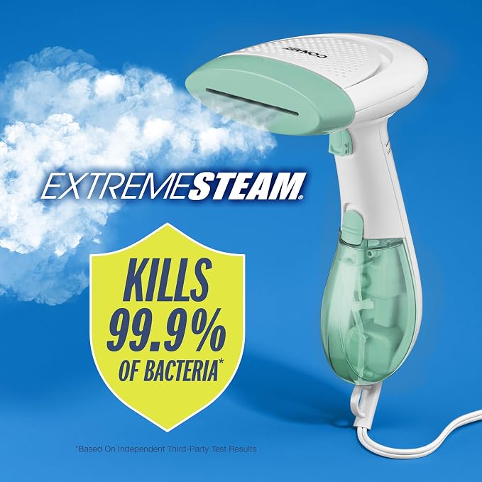 Conair Handheld Garment Steamer for Clothes, ExtremeSteam 1200W, Portable Handheld Design,White/Light Green