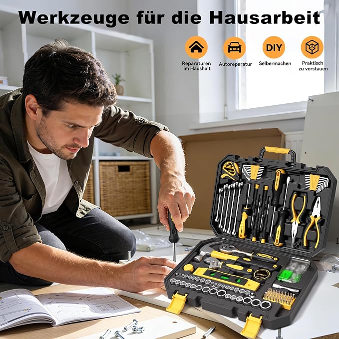 209 Piece Tool Kit for Home Socket Wrench Auto Repair Tool Set,General Household Tool box,Basic Hand Tool Kit,Perfect for Homeowner, Diyer, Handyman