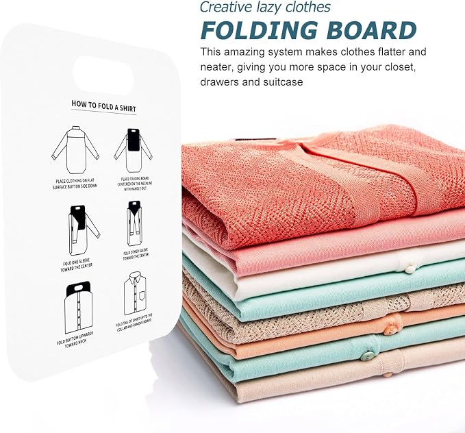 SEWACC 2-Pack Shirt Folding Board Laundry Folding Board for T-Shirts Short- and Long-Sleeve Shirts Collared Shirts Closet Drawer Suitcase Organization 12.00 X 9.96 X 0.03 in