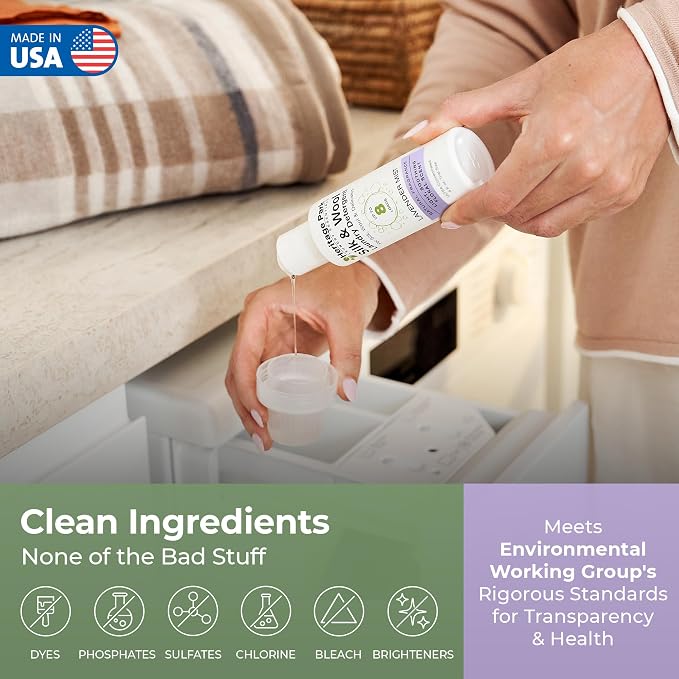 Heritage Park Silk & Wool Delicates Detergent - Lavender Mist - 4 fl oz | EWG Verified & EPA Safer Choice - Enzyme-Free Liquid Detergent - Hypoallergenic, Dermatologist Tested, Gentle on Silk & Wool