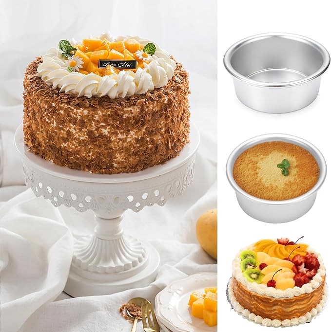 6 Inch Cake Pans Set of 2, Small Cake Pans With 60PCS Parchment Paper for Birthday Smash Layer Cakes, No-Stick Round Cake Pans for Home Kitchen, Aluminum Pans & 6 X 3 Inch, Heavy Duty & Oven Safe