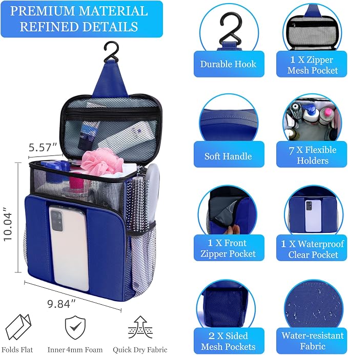 Mesh Shower Caddy,Portable HangingTravel Toiletry Bag Dorm Room Essentials for College Students Girls,Large Makeup Organizer for Full-Sized Toiletries,Travel Essentials for Women Girls Camping Beach