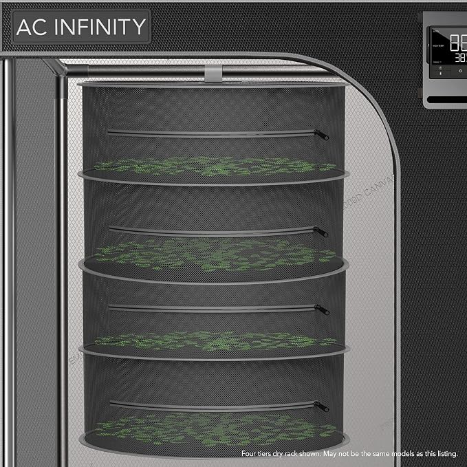 AC Infinity Herb Drying Rack, 2-Layer Hanging Mesh Net | and Buds, 18" Diameter Fit in Grow Tents Closets Hydroponics