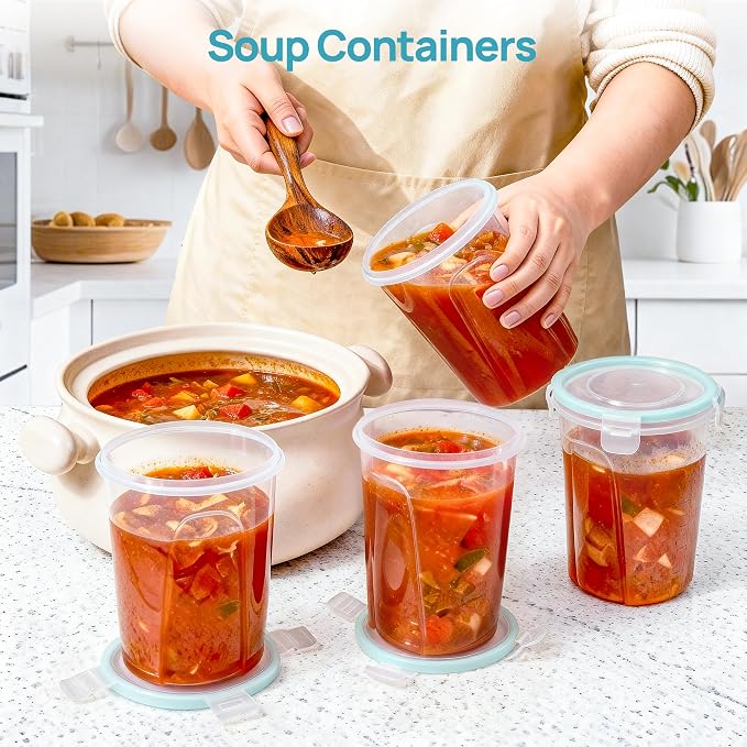 Vtopmart 18 Pack 32oz Freezer Storage Containers, Soup Container with Airtight Lids, Reusable Plastic Meal Prep Container, Deli Containers for Lunch, Salad, Leftover, Oats, Microwave/Dishwasher Safe