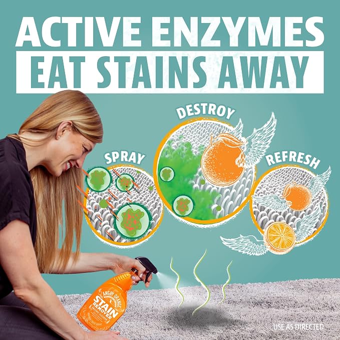 ANGRY ORANGE Pet Stain & Odor Remover for Dog Urine and Stains - Enzyme Pet Odor Eliminator for Home - Citrus - Value 2 pack