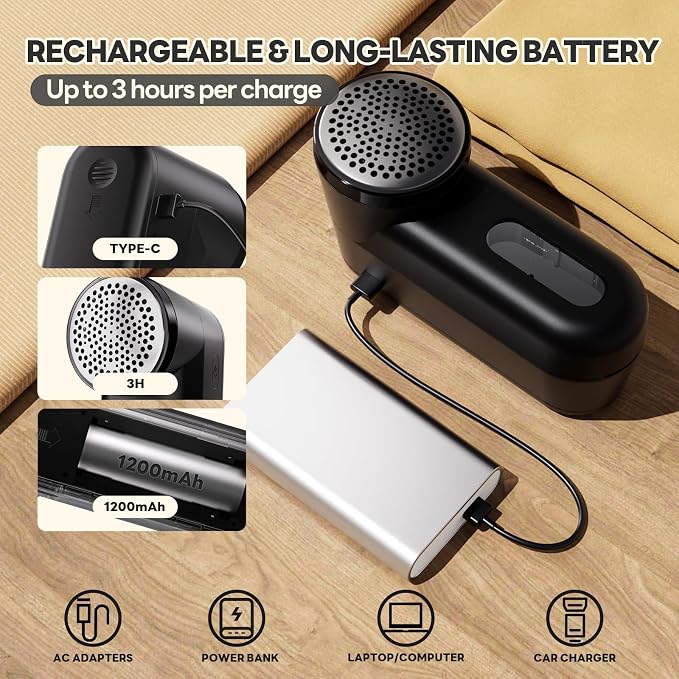 Lint Remover for Clothes Shaver Pill Remover Rechargeable Fabric Shaver 2-Speed with Brush Electric Furinture Shaver for Sweater Lint Ball Remover