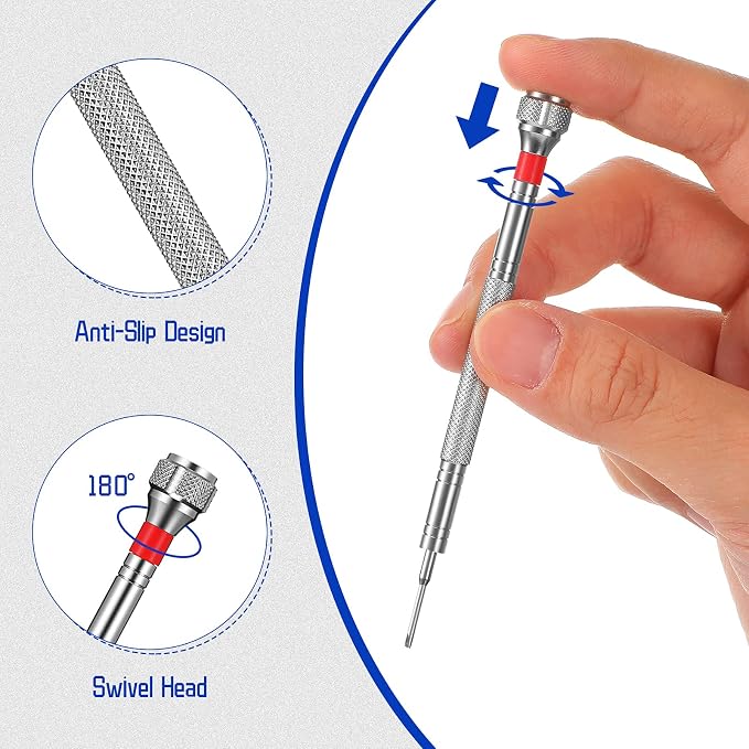 Chumia 8 Pieces Precision Jewelers Screwdriver Set, Micro Watch Repair Screwdriver Set 0.6-1.6 mm for Watch, Eyeglasses, Jewelry Work, Electronics Repair(Flathead, Phillips)