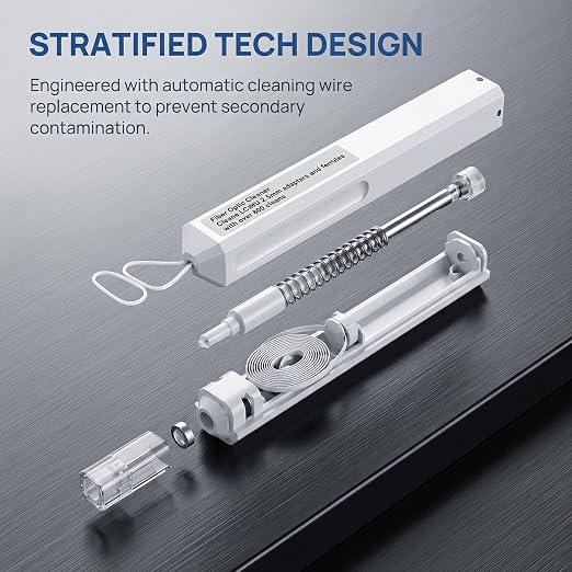 Fiber Optic One-Click Cleaner Pen, Push-Type Connector End Face Cleaning Tool, Up to 800 Uses, Anti-Static Design for LC or SC/FC/ST Connectors (1, SC/ST/FC)