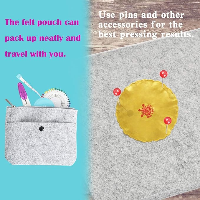 Rdutuok 17"x13.5" Wool Pressing Mat 100% New Zealand Felted Wool Ironing Mat Pad for Quilter, Sewing, Quilting Supplies and Notions