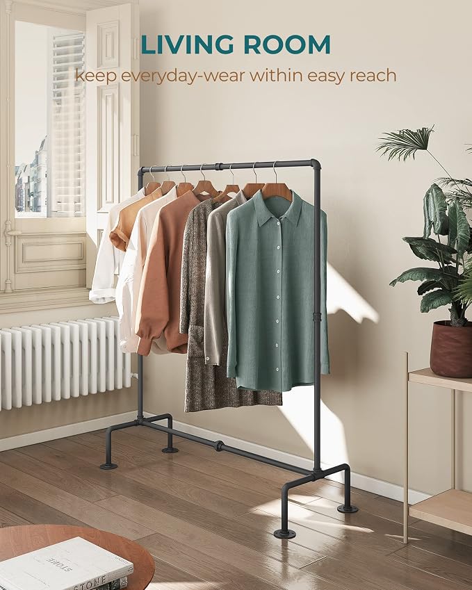 OROPY Heavy Duty Clothes Rack, Industrial Pipe Clothing Rack Freestanding | Clothing Rack for Hanging Clothes, Detachable Clothes Rack for Garment Storage Display, Max 247lbs, Easy Easy Assembly, Black