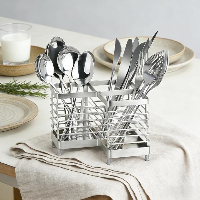 Utensil Holder, Stainless Steel Utensil Drying Rack for Kitchen Counter, Silverware Cutlery Flatware Holder Forks, Knives, Spoons, Chopsticks Organizer (Triangle)