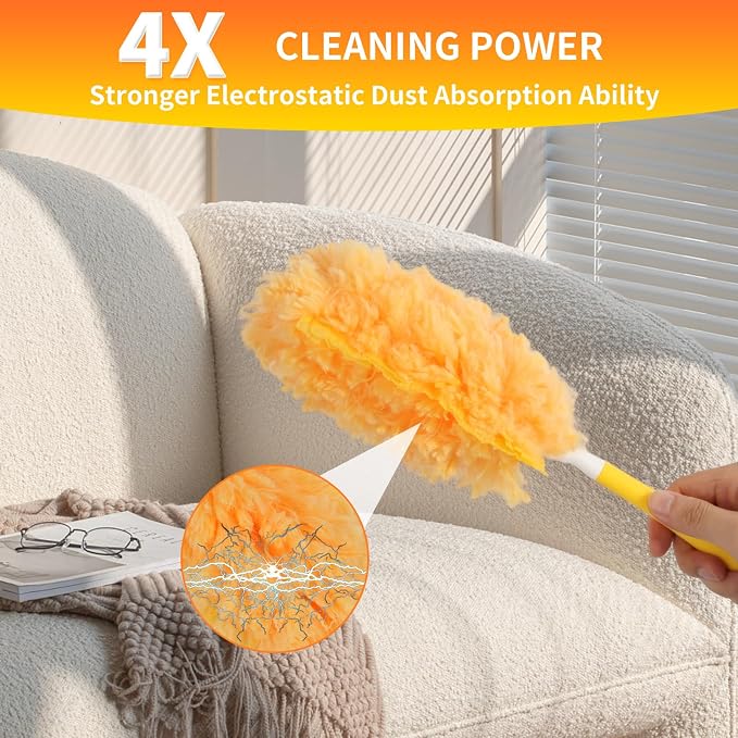 360 Heavy Duty Duster Refills for Swiffer Duster,36 Count with 1 Handle | Multi-Surface 360° Disposable Dusters Kit for Cleaning Dusting Electronics Furniture Blind Ceiling Fan