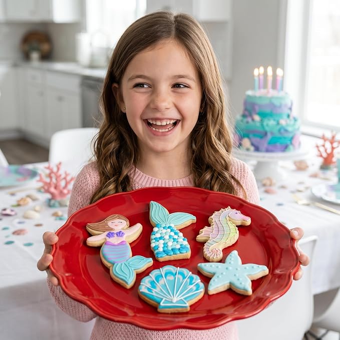 Ann Clark Mermaid Cookie Cutters 5-Pc. Set (Mermaid, Mermaid Tail, Starfish, Seahorse, Seashell) Made in the USA