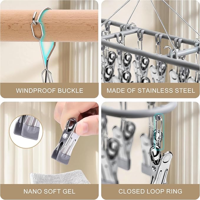sock hanger for drying bra rack underwear panty baby legging hanging dryer | stainless socks children bib clothes hangers clip clips metal lingerie delicates undergarment bathroom clothing foldable dry