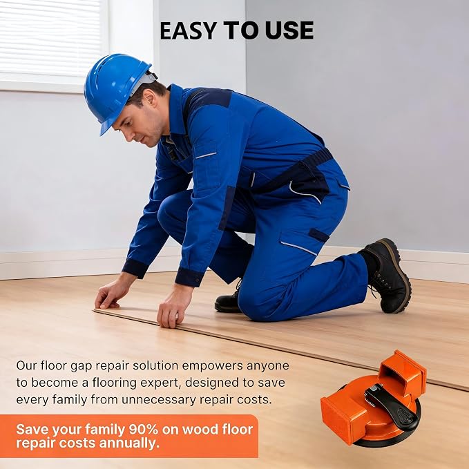 Floor Gap Repair Tool,Heavy Duty Floor Gap Fixer Suction Cup Tool | Enhanced Suction Cup Slot Cutter, 4 Sticky Pads, for Laminate Floors, Vinyl Floors, Hardwood Floors, Iron-Made