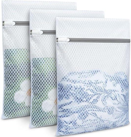 BAGAIL Laundry Bags Mesh Wash Bag for Intimates Lingerie and Delicates,3Pcs(Honeycomb,3M)