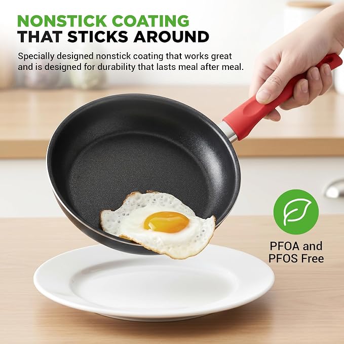 NutriChef 21-Piece Nonstick Cookware Set - PTFE/PFOA/PFOS Free Heat Resistant Lacquer Kitchen Ware Pots Pan w/ Cool-Touch Handles, Saucepan, Fry Pans, Lid, Bakeware, For Gas Electric Ceramic Cooktops