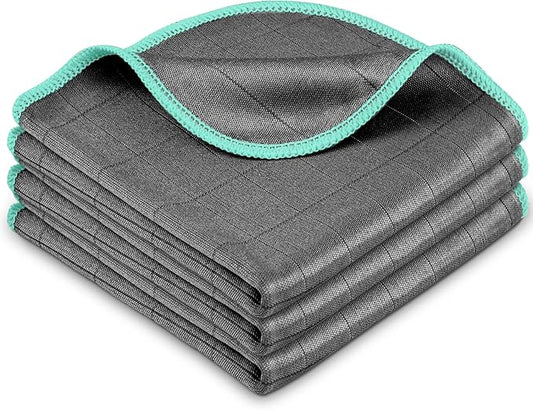 Airlab Glass Polishing Cloth Streak Free Miracle Cleaning Cloth Lint Free Microfiber Cleaning Rags for Glasses Kitchen Dish Mirrors Easy Clean, Pack of 3, 12" x 12", Grey-Green