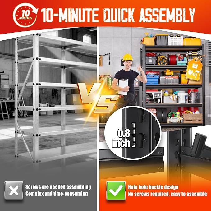 Set of 8 Garage Shelving,3 Tier Garage Storage Shelves,Adjustable Heavy Duty Metal Shelving Units and Storage Large Rack,Utility Steel Shelf For Shop Warehouse Industrial Pantry Basement 33"x35"x16"
