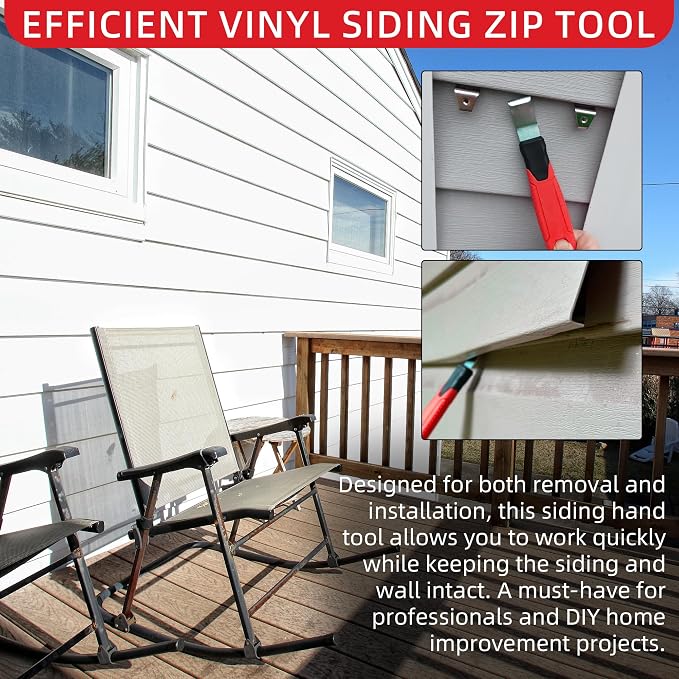 TonGass Vinyl Siding Removal Tool with Extra Long Non-Slip Grip Handle | Steel Blade Vinyl Installation and Removal Tool, The Ultimate Vinyl Siding Zip Tool, Avoid Damaging Vinyl Siding Tool