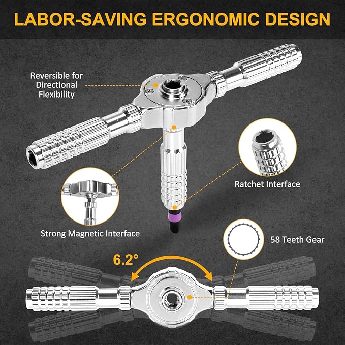 LIFEGOO Ratchet Screwdriver Set: 40 in 1 Magnetic Screwdriver Sets, DIY Combination Flexible Shaft Precision Screwdriver Kit with S2 Steel Bits for Electronics & Furniture Assembly, Bicycle Tools