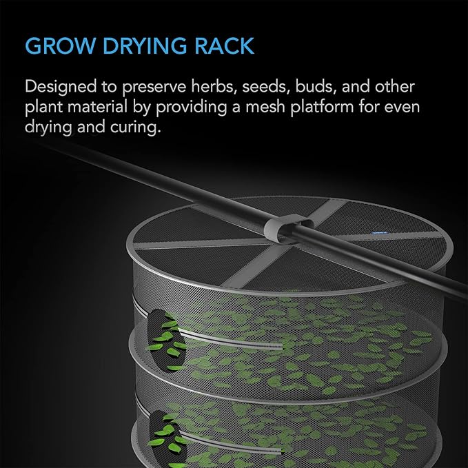 AC Infinity Herb Drying Rack, 4-Layer Hanging Mesh Net | and Buds, 24" Diameter Fit in Grow Tents Closets Hydroponics