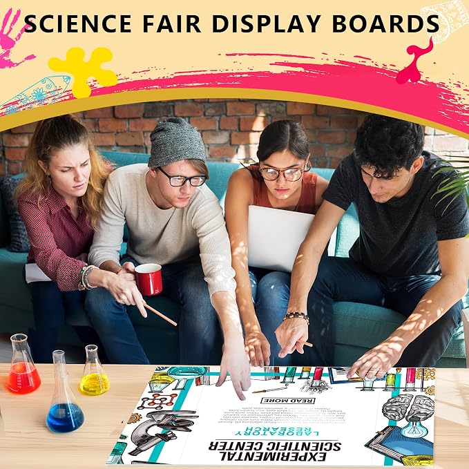 HAUTOCO 4 Pcs Medium Trifold Poster Board 26'' x 15.74'' Project Boards | Corrugated Tri Fold Presentation Boards for Science Fair, School Projects, Event Displays & Business Presentations, White