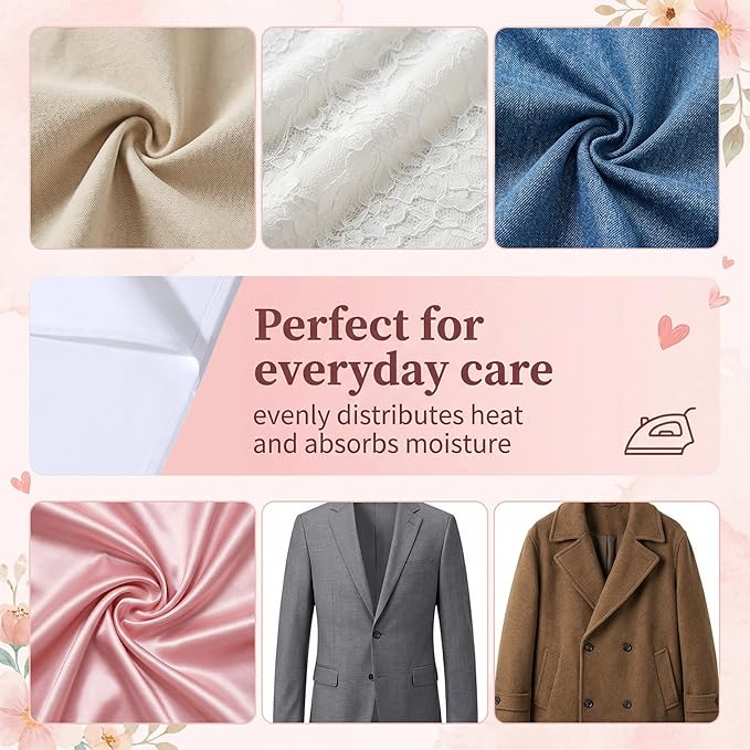 2 Pcs Cotton Pressing Cloth for Ironing, 24 x 24 Inch, Cloths Ironing-Pad for Press Clothing and Sewing, Ironing Cloth to Protect Clothes, Press Tool (White)