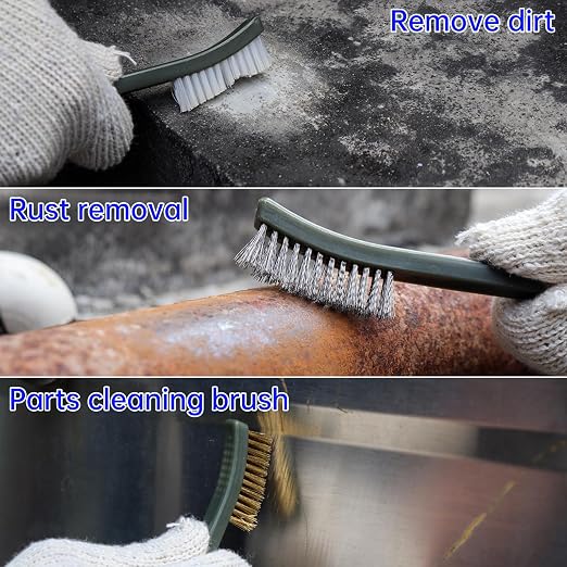 Mini Wire Brush Set, Paint and Dirt Remover, Cleaning Welding Slag and Rust, Handy Steel / Nylon / Brass Brush Suitable for Cleaning Paint / Dirt (9)