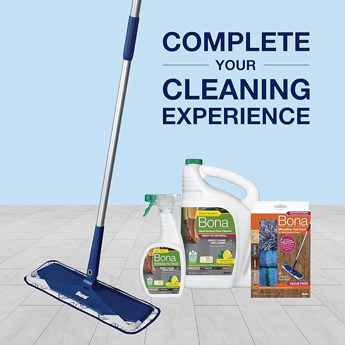 Bona Multi-Surface Floor Cleaner Spray - 32 fl oz - Lemon Mint Scent - Refillable - Residue-Free Floor Cleaning Solution for Stone, Tile, Laminate, and Vinyl Floors (Pack of 2)